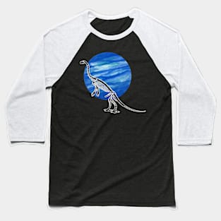 Dinosaur Skeleton in Space Deep Blue Baseball T-Shirt